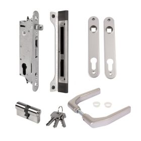Окомплектована брава за вграждане Fiftylock с дръжки 3006J-H, планка, патрон и насрещник SFKU Locinox - ogradina.bg