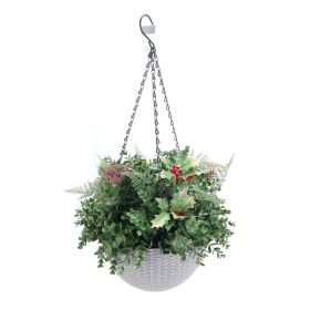 Външна украса висяща кошница КОЛЕДЕН ИЛЕКС H=30 cm 172043A - ogradina.bg