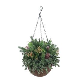 Външна украса висяща кошница БОР и ШИШАРКИ H=32 cm 172044A - ogradina.bg