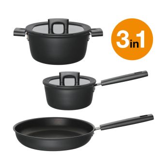 Комплект съдове за готвене Fiskars Hard Face 3в1