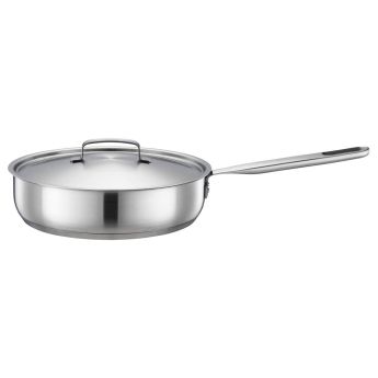Тиган за сотиране Fiskars All Steel с капак и незалепващо керамично покритие, 26cm - ogradina.bg