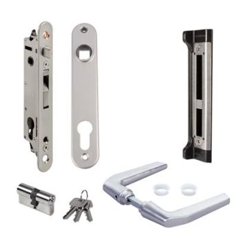 Окомплектована брава за вграждане Fortylock с дръжки 3006M-H, планка, патрон и насрещник SFKI Locinox
